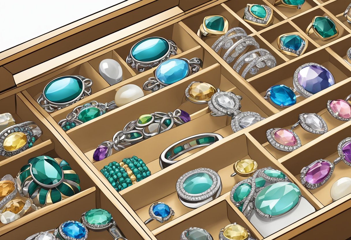 A jewelry box with neatly organized compartments for each necklace, preventing tangles