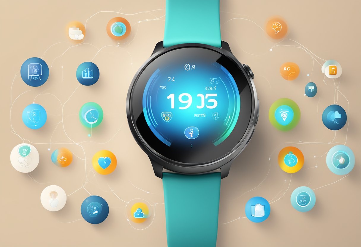 A smart health watch displaying connectivity features and smart functions