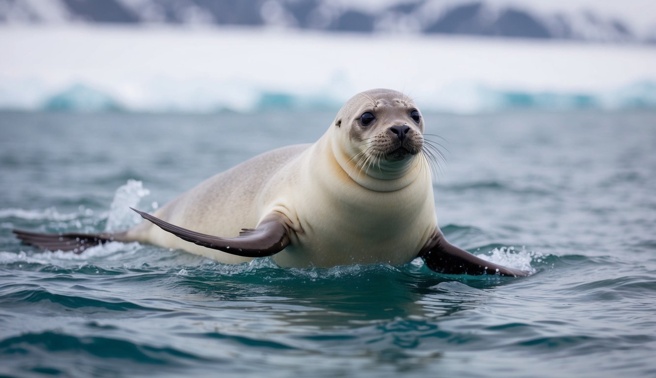 A seal swims effortlessly through icy waters, its streamlined body and thick blubber insulating it from the cold.

Its webbed feet propel it gracefully through the frigid depths as it hunts for fish