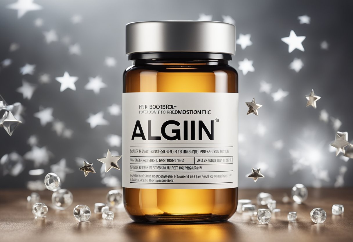 A bottle of Align Probiotic surrounded by positive review stars and testimonials