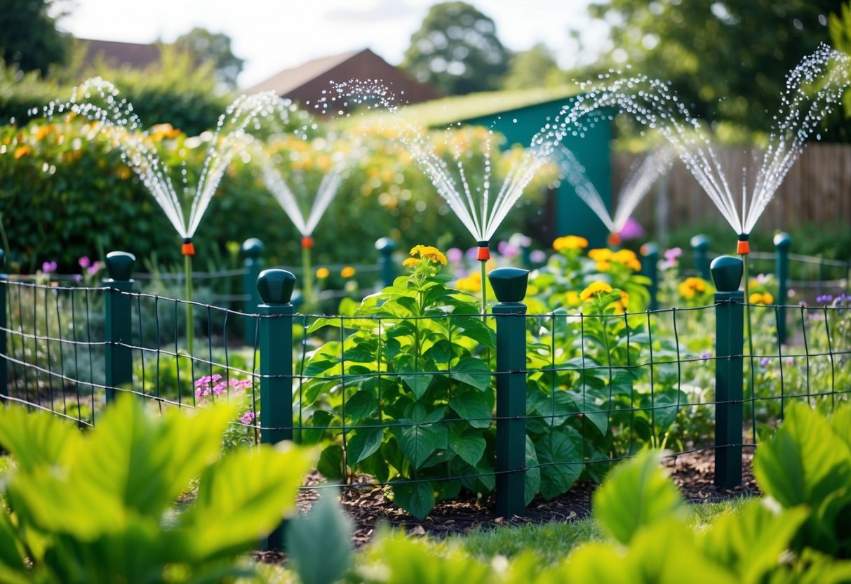 A garden with strong-smelling plants, motion-activated sprinklers, and fences topped with prickly material to deter foxes