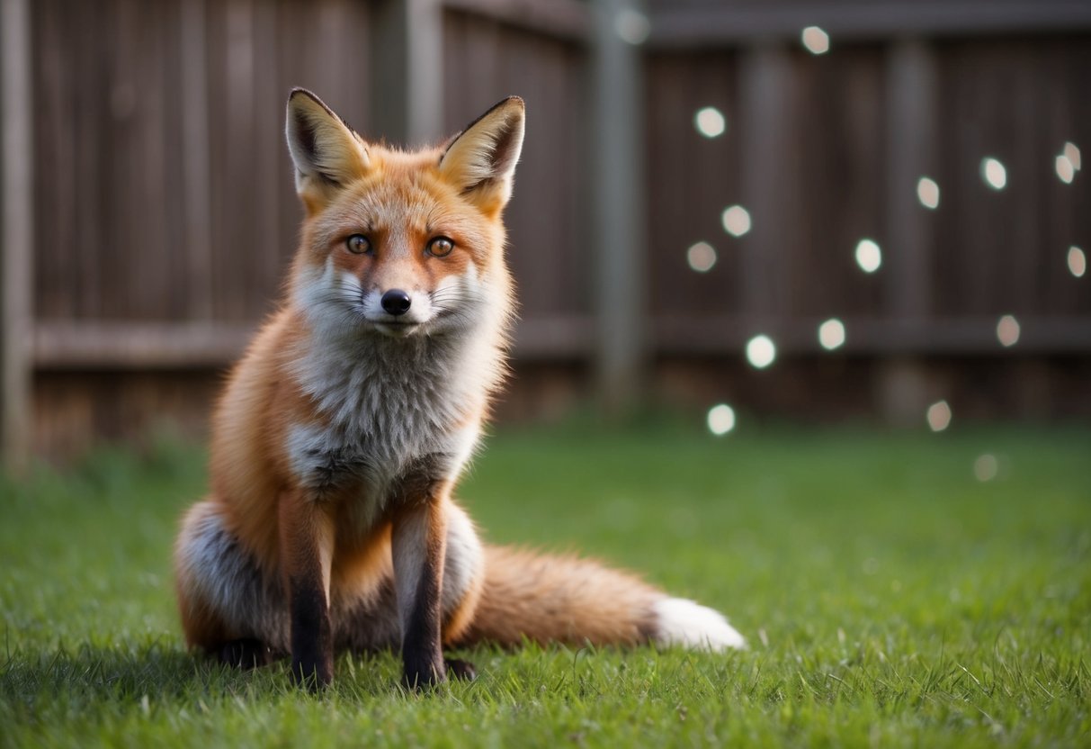 A fox trapped in a backyard, looking distressed