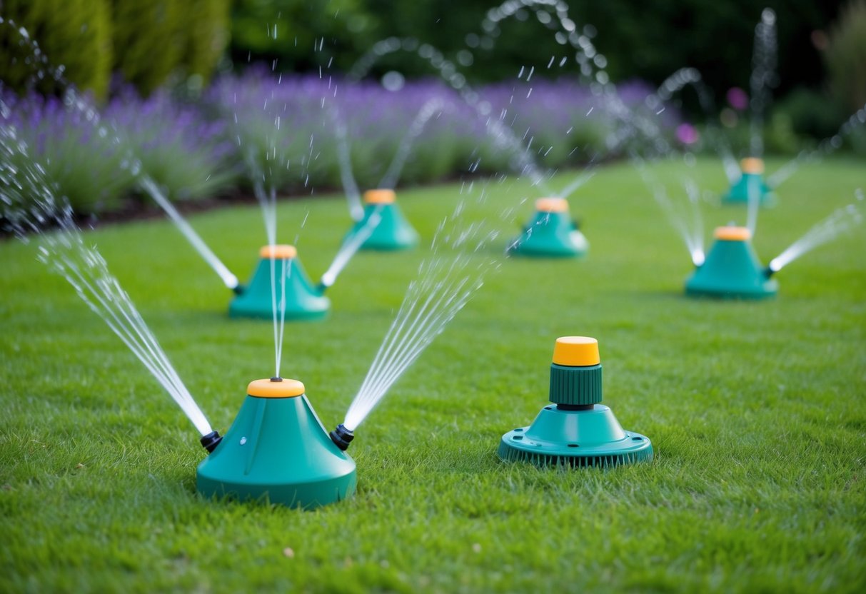 A garden with motion-activated sprinklers and ultrasonic devices to deter foxes