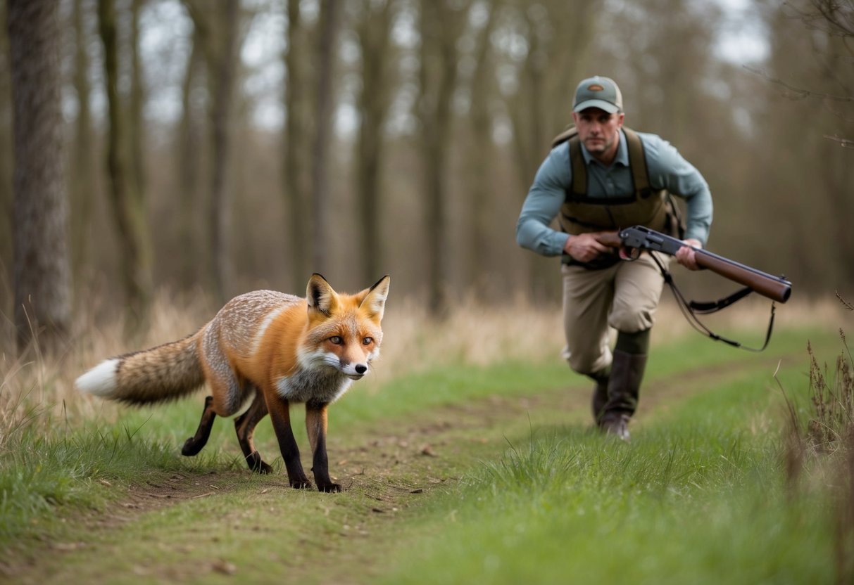 A fox outsmarts a hunter by leading him on a winding chase through the forest, showcasing its cleverness