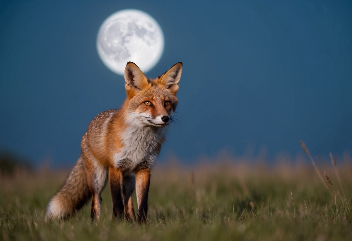 A fox returns to a moonlit clearing, its eyes fixed on a distant point
