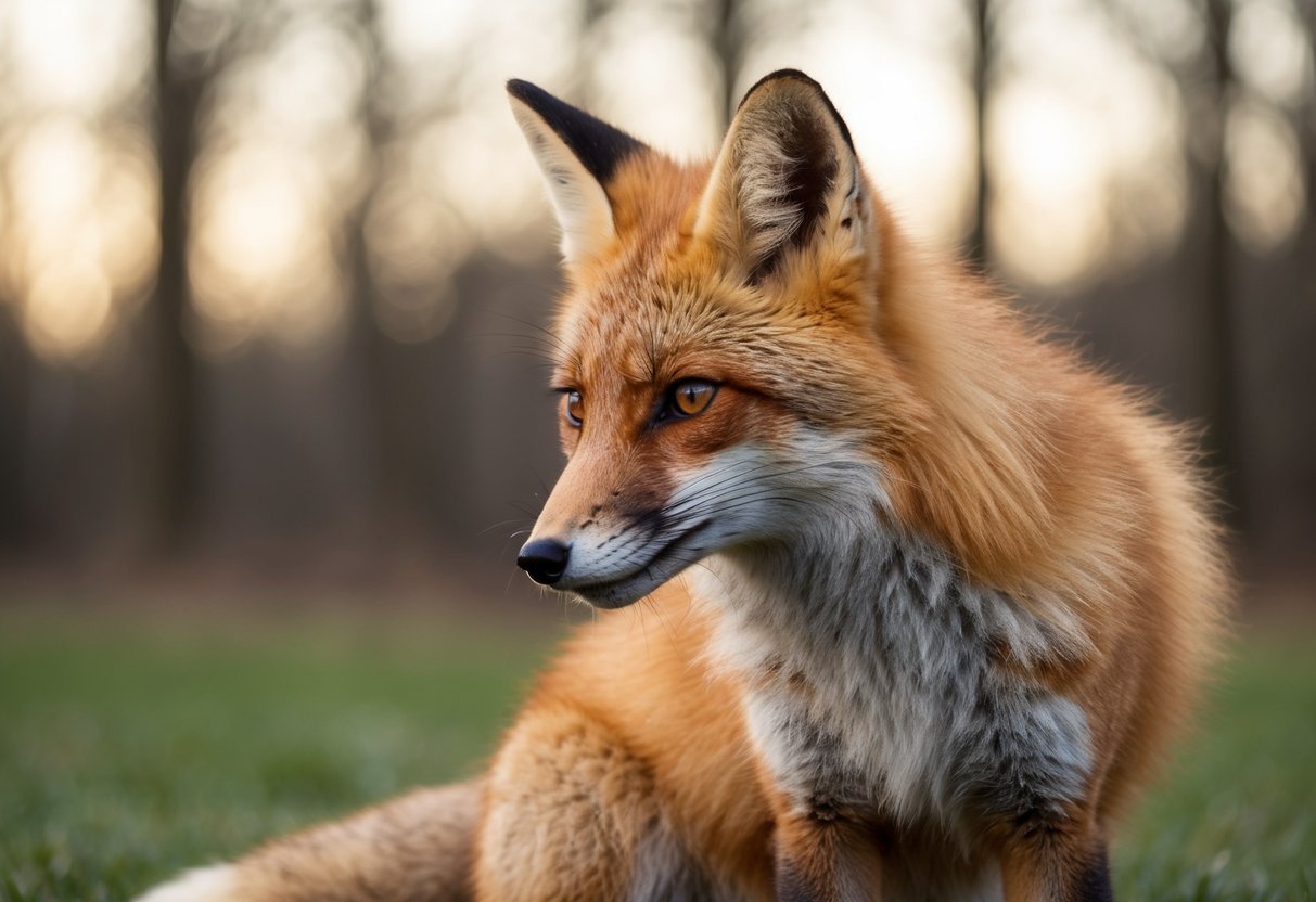 A fox with fur ruffled, tail drooped, and whimpering