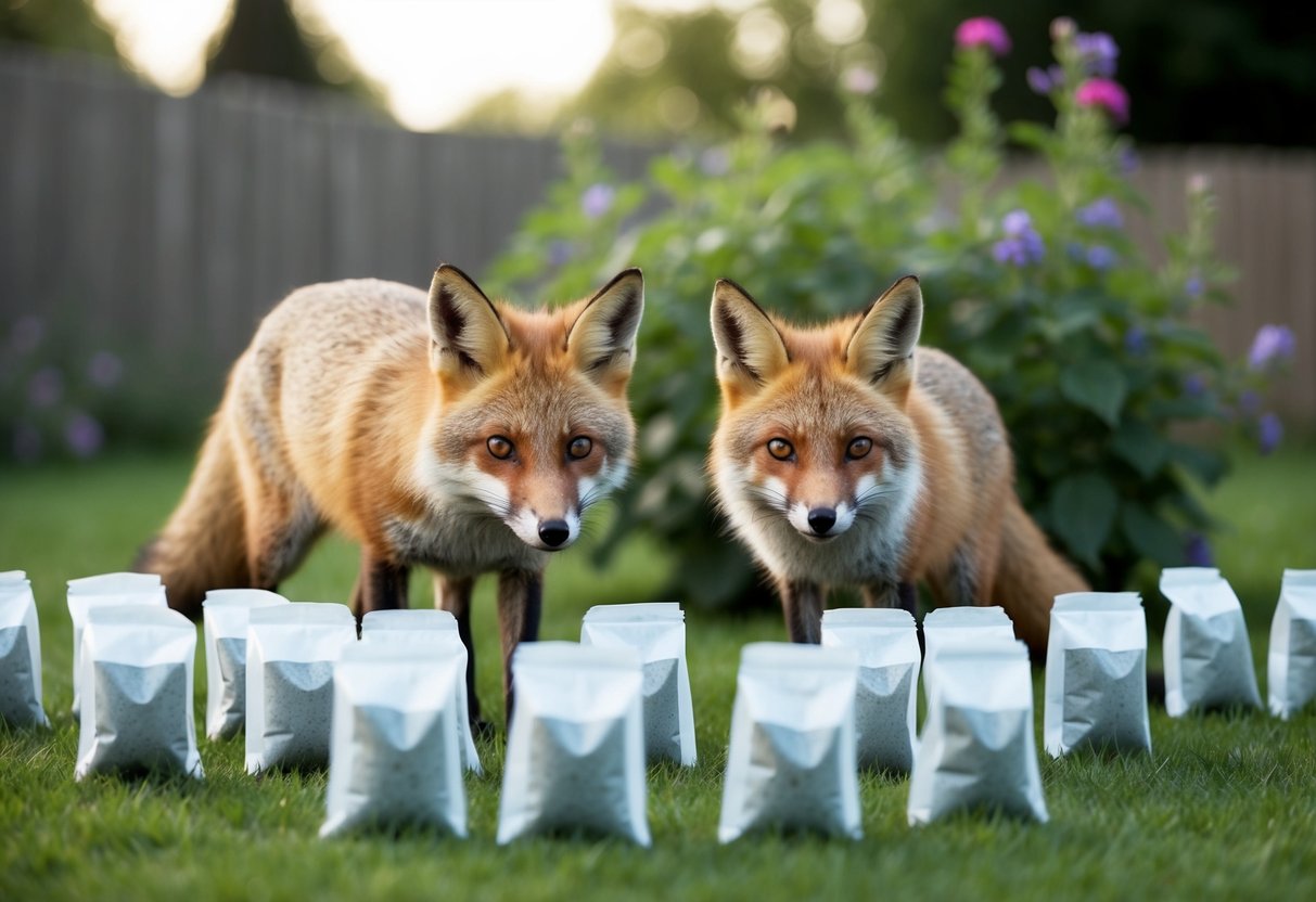 Tea bags surround a garden, deterring curious foxes