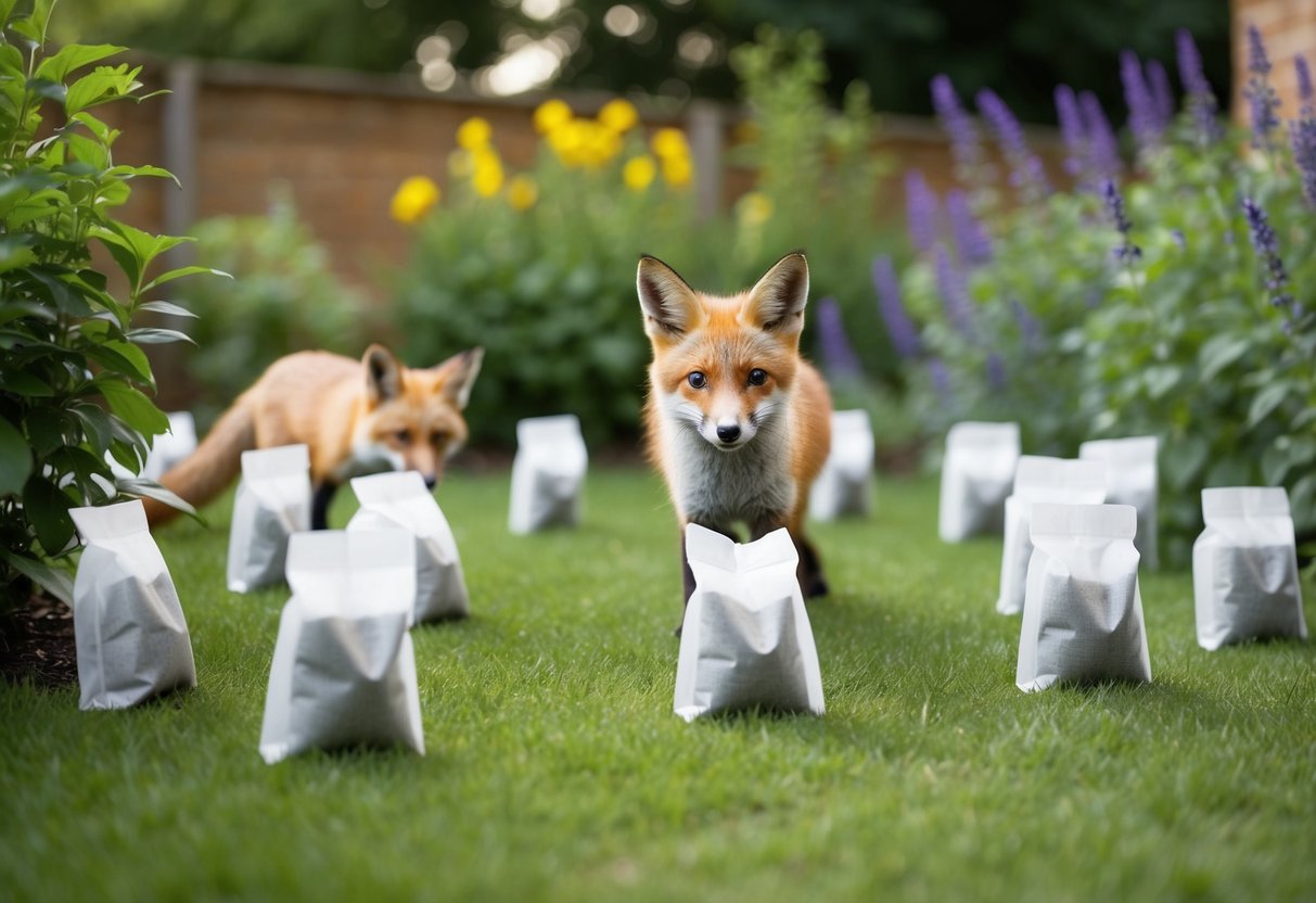 Tea bags scattered around a garden, forming a protective barrier against curious foxes
