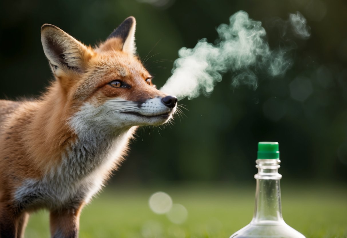 A fox recoils from the pungent scent of ammonia and vinegar, wrinkling its nose in distaste as it sniffs the air
