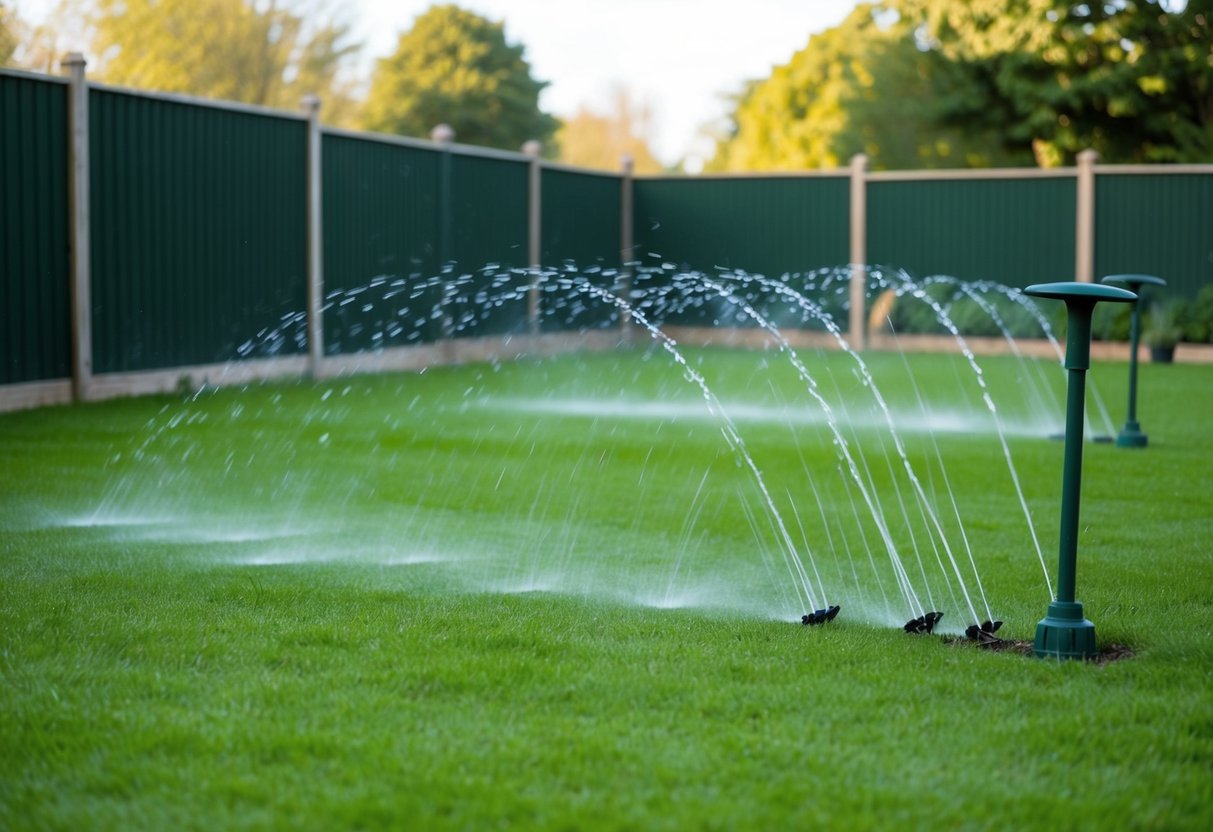A garden with tall fences, motion-activated sprinklers, and strategically placed scent deterrents to keep foxes away