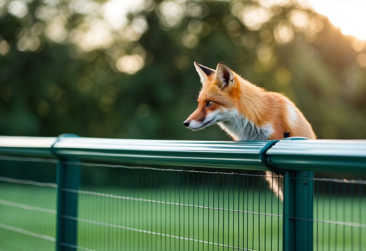 A fox-proof fence with angled top and smooth surface