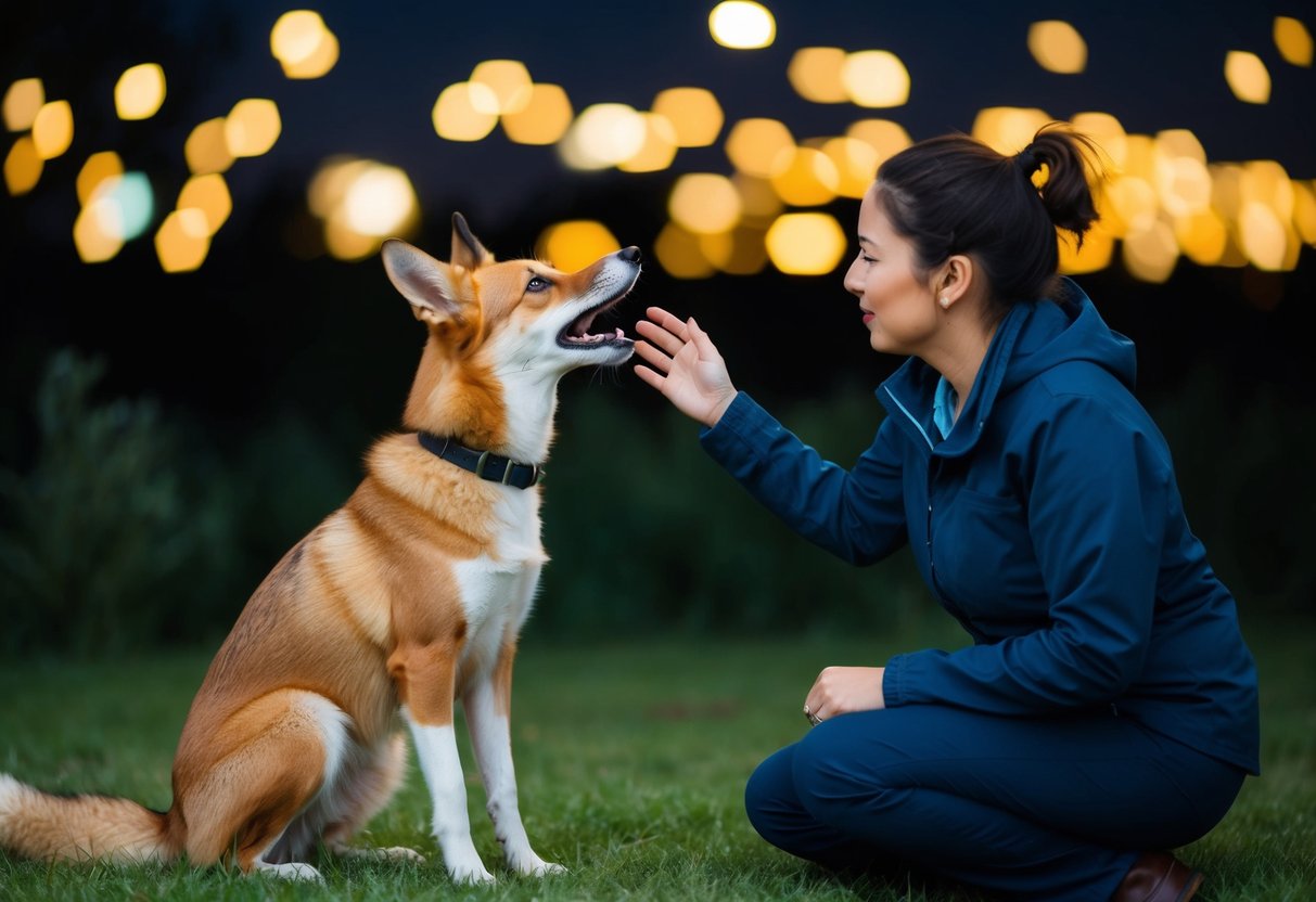 A dog barking at foxes at night, with the owner implementing environmental and stress-reducing measures to stop the behavior