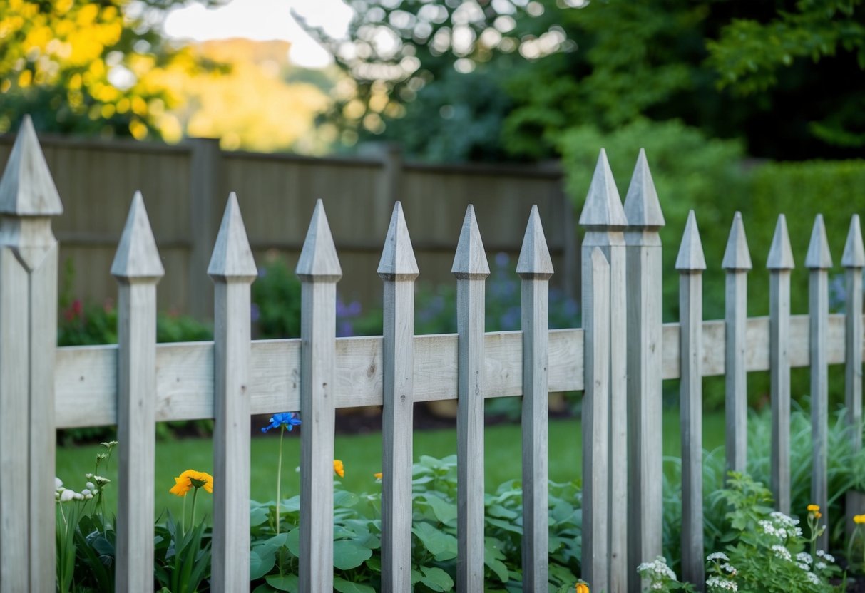 A tall, sturdy fence with pointed tops surrounds a garden, with no foxes in sight