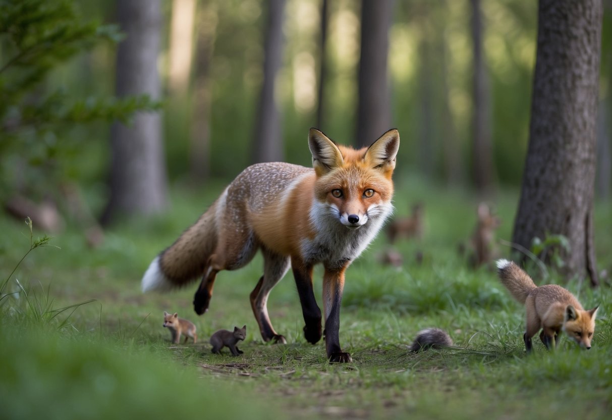 A fox prowls through a forest, hunting small animals. Its presence disrupts the local ecosystem, impacting wildlife and human activities