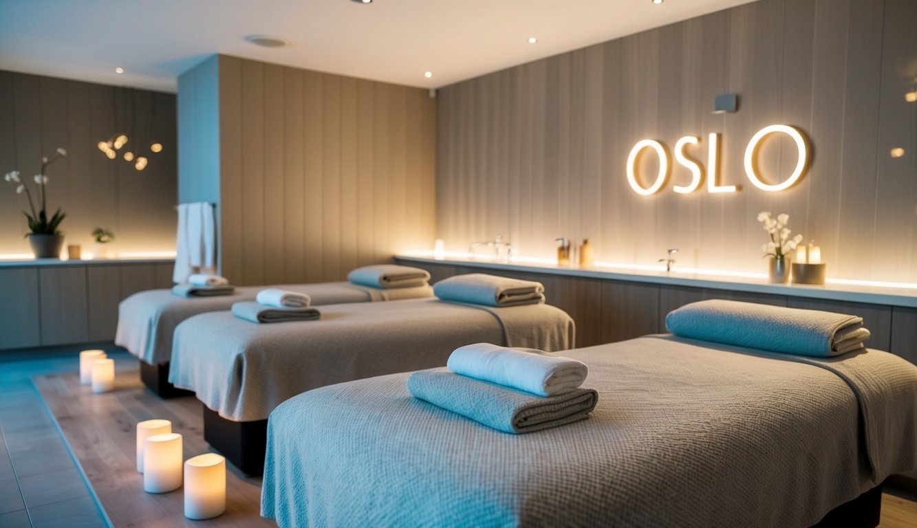 Et fredelig spa i Oslo med koselige sitteplasser, myk belysning og beroligende dekor for en avslapningsdate