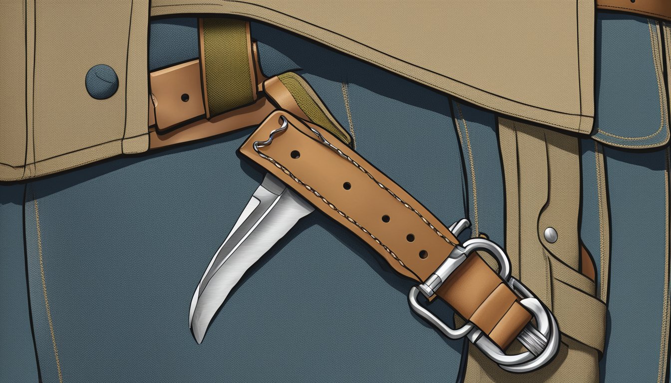 A taut line hitch secures a hunting knife to a belt loop