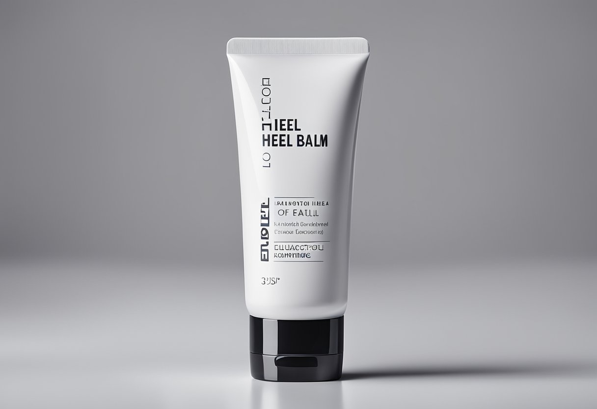 A tube of Eulactol Heel Balm placed on a clean, white surface with soft lighting highlighting the product's packaging and design