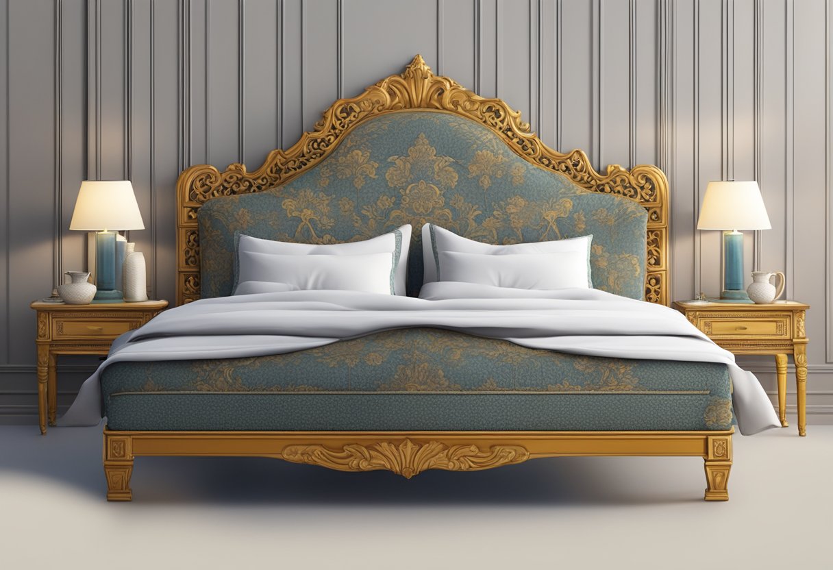 A king bed with four euro pillows neatly arranged across the headboard