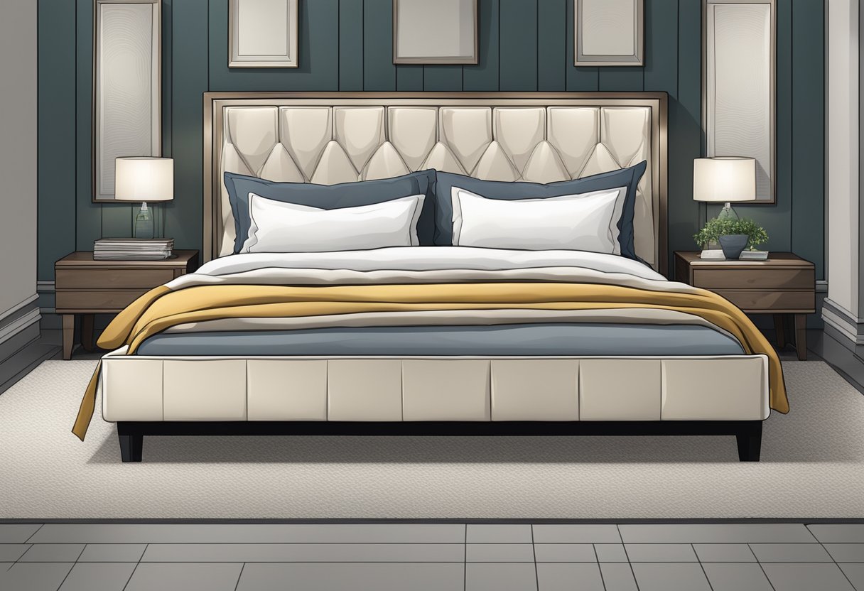 A neatly made king bed with four euro pillows arranged in a cohesive and symmetrical manner