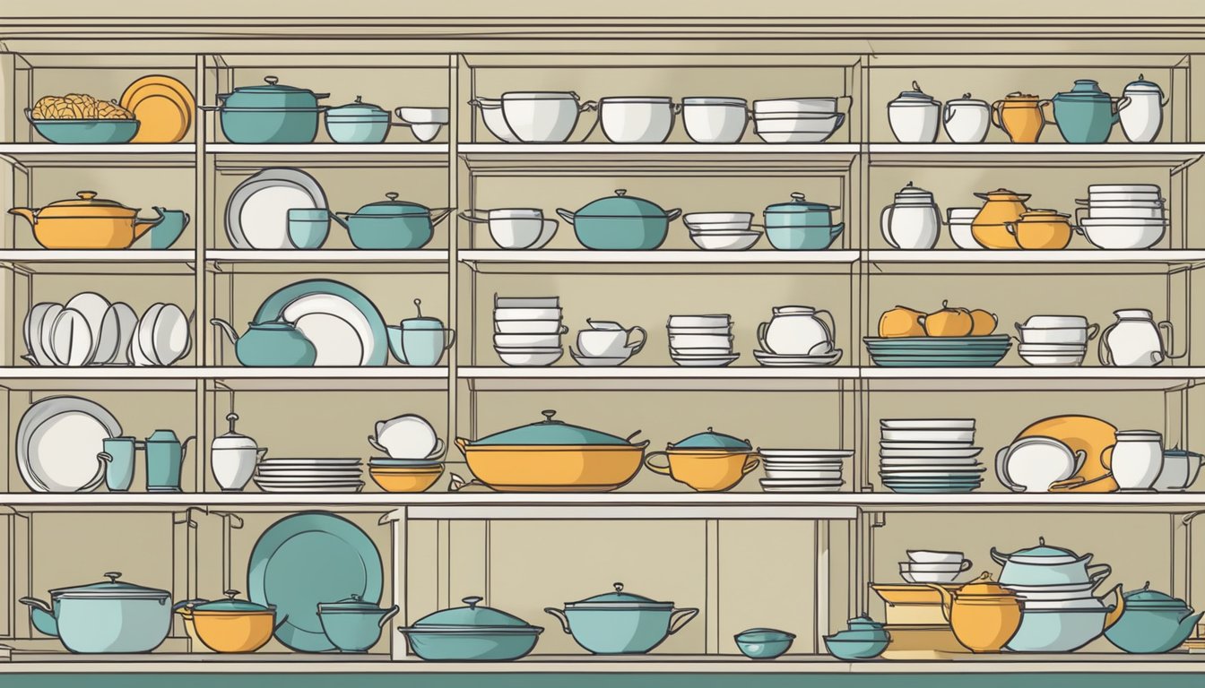 A well-organized kitchen with themed decor, neatly arranged dinnerware, and labeled ingredients for a dinner party