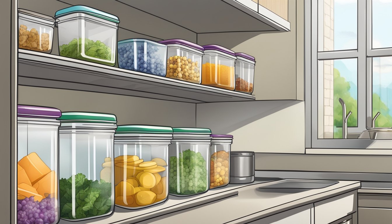 A neatly organized kitchen with labeled containers for portioned meals and a clear schedule for fasting periods