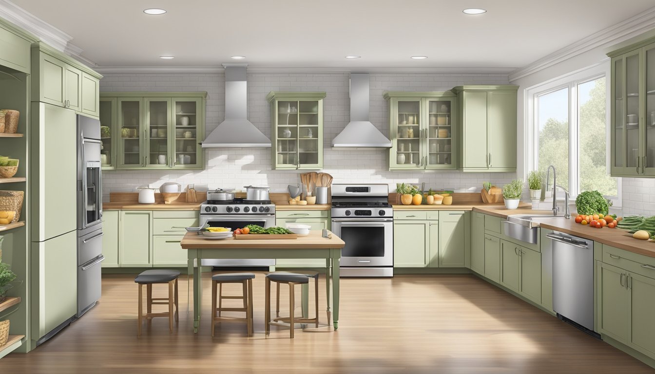 A spacious kitchen with designated areas for fresh produce, whole grains, and allergen-free cooking. A clear and organized layout promotes easy meal preparation and healthy eating