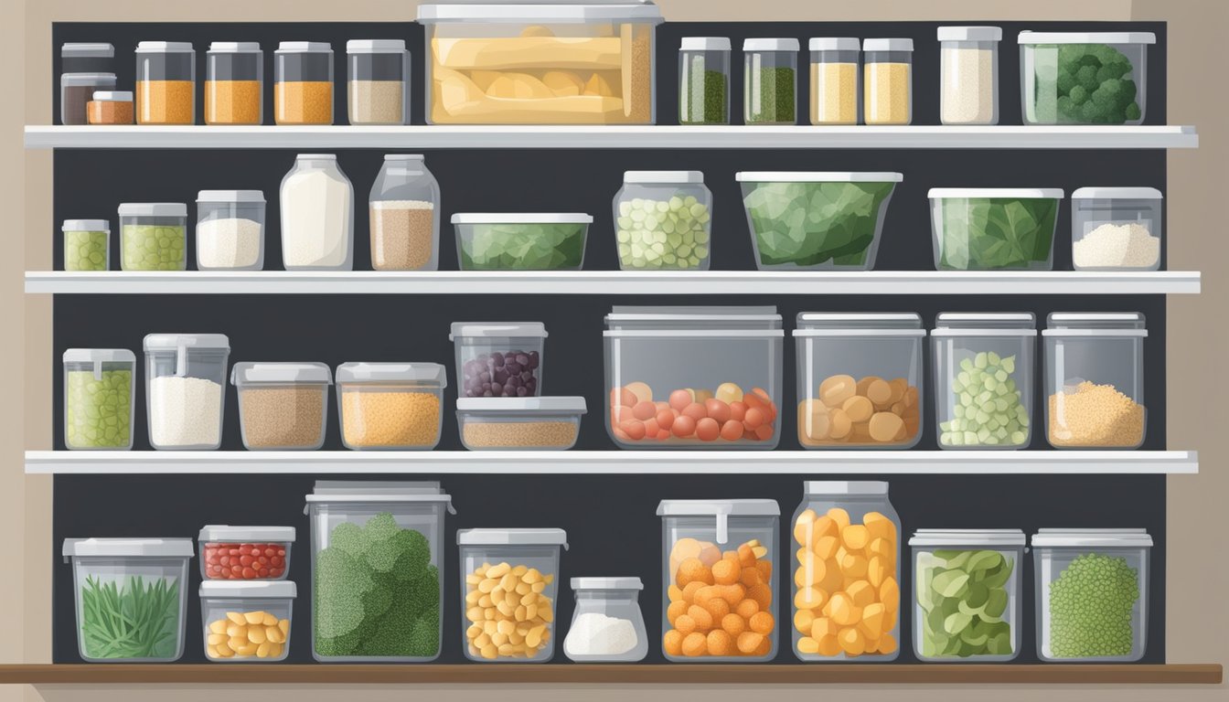 A well-organized kitchen with labeled containers of fresh, whole foods and a list of safe, additive-free ingredients for a Feingold diet