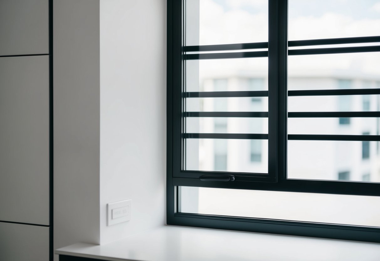 Ein modernes Fenster mit schlanker, minimalistischer Dekoration und klaren Linien