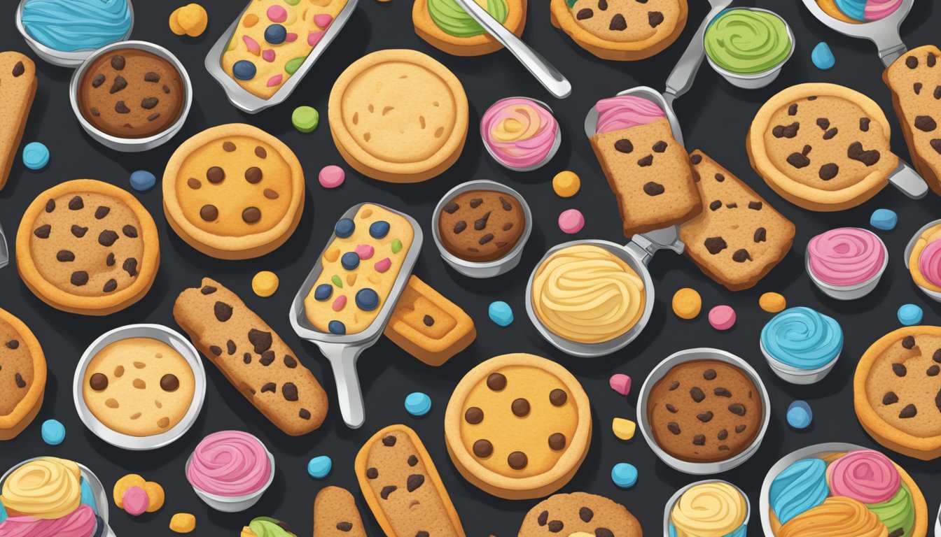 A colorful array of biscotti in a skillet, each with unique flavors and toppings, arranged in a visually appealing pattern