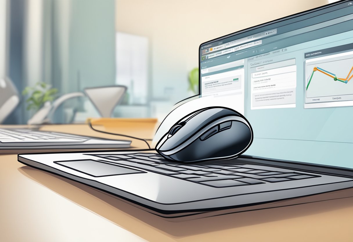 Upgrade Your Website 6 A computer mouse clicking on a "Upgrade" button on a website interface