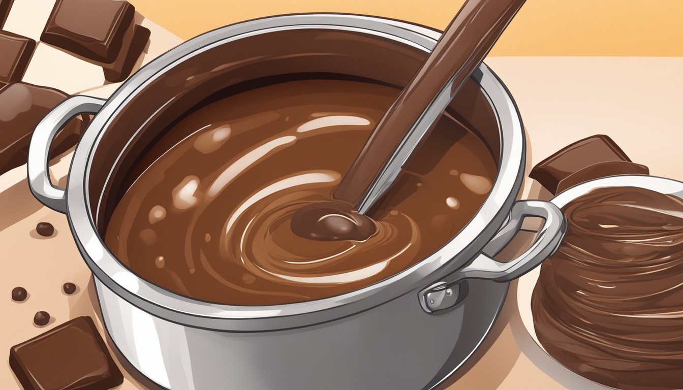 A bubbling pot of chocolate batter over a low flame, with a rich aroma filling the kitchen