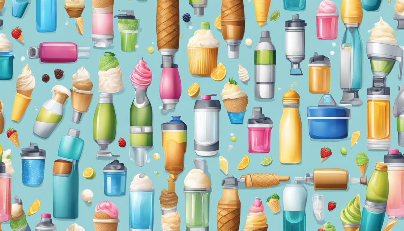 A water bottle transformed into an ice cream maker, surrounded by popular models and brands