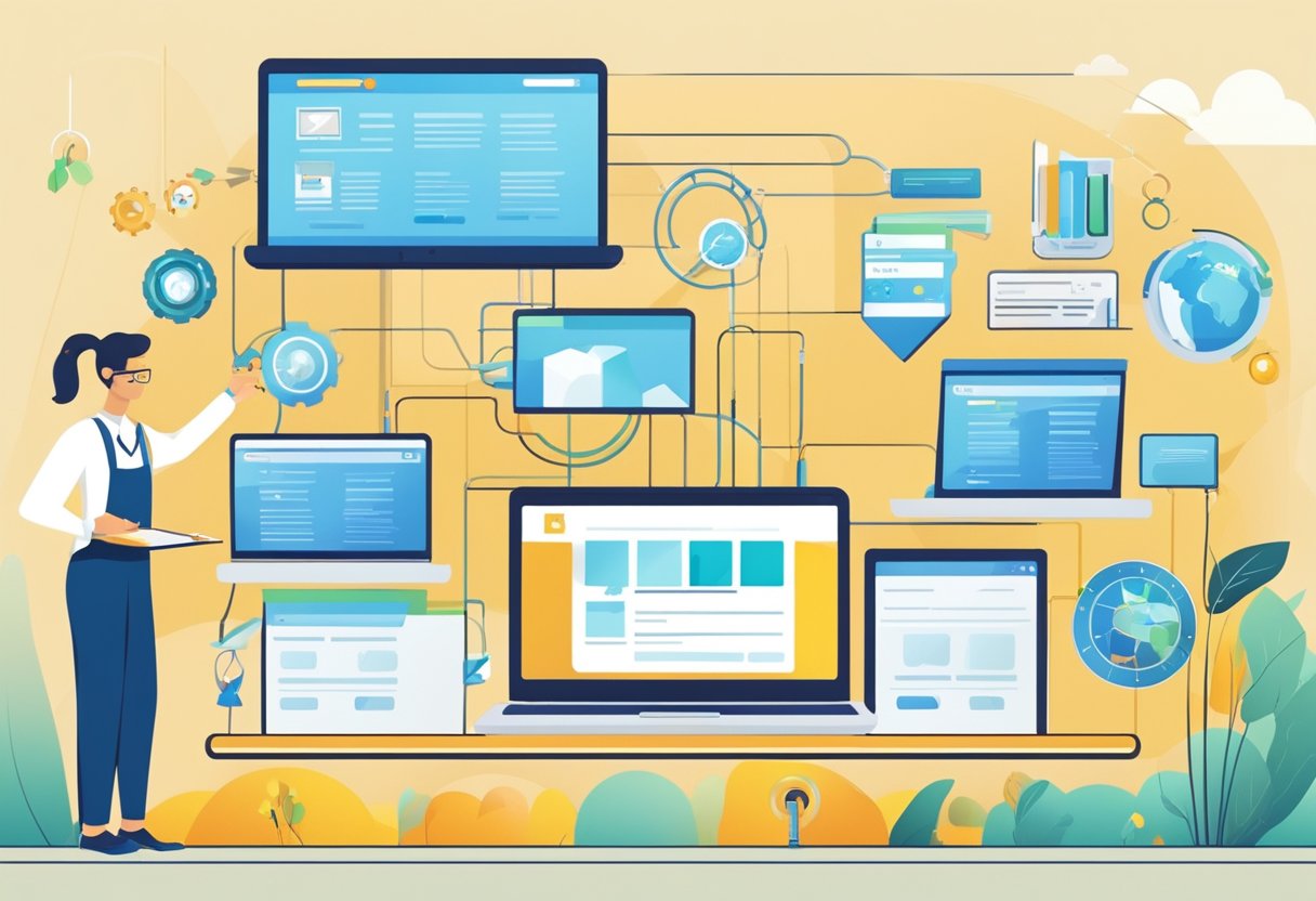 How Often Should a Business Upgrade Their Website? 6 A website being updated with new features and improved functionality, symbolizing the regular maintenance and upgrades necessary for technical health