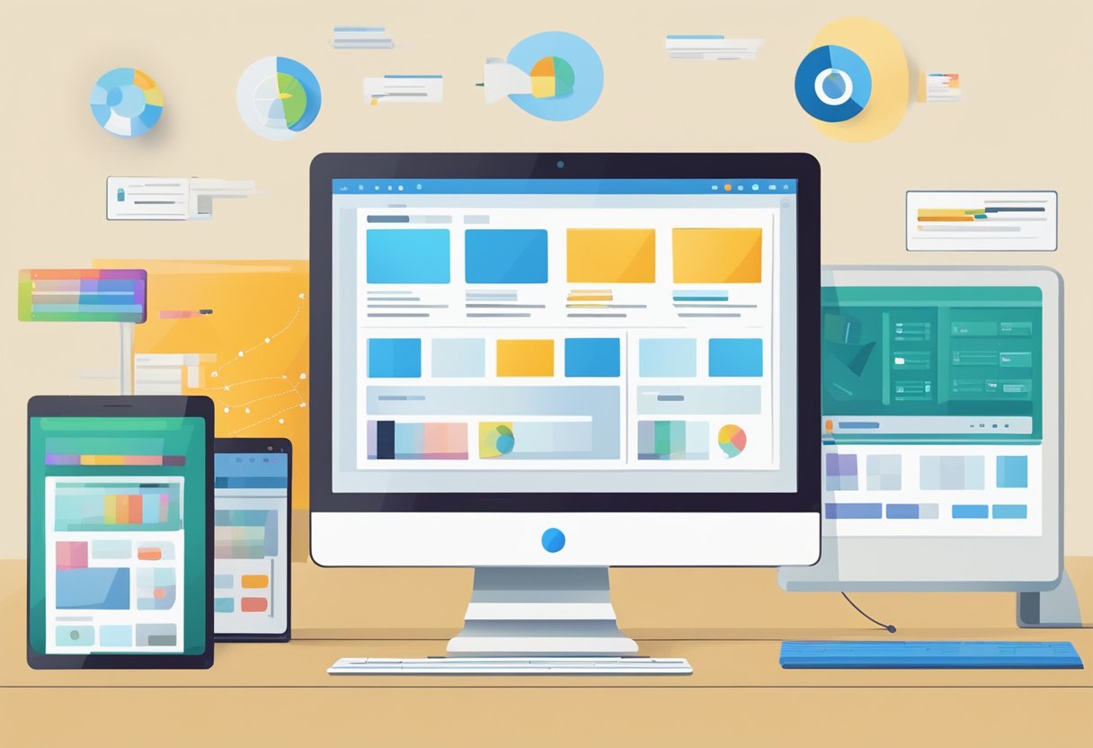 How Often Should a Business Upgrade Their Website? 8 A computer screen showing different versions of a website layout being tested with various elements such as colors, buttons, and images