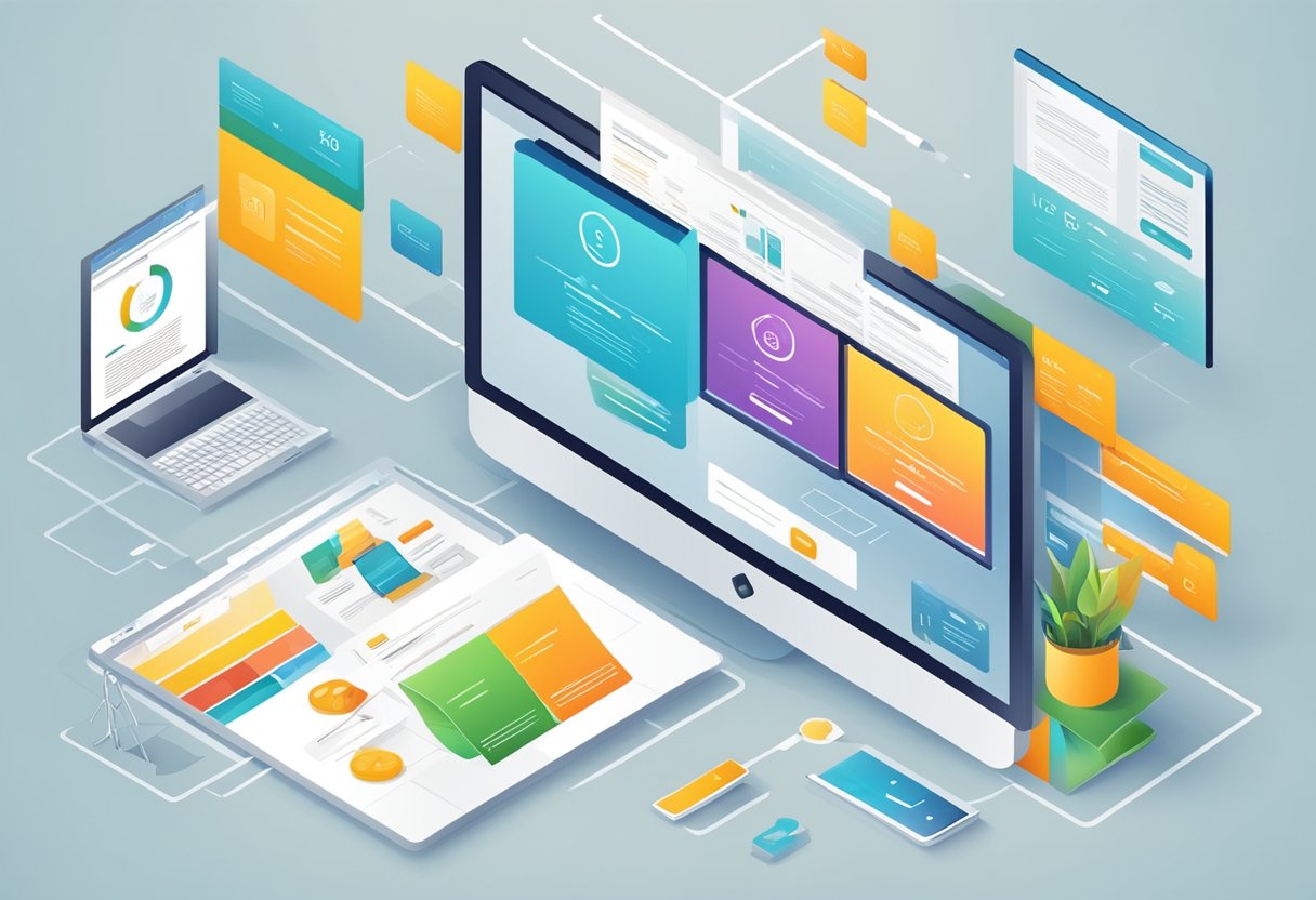 How Often Should a Business Upgrade Their Website? 12 A business website evolving to reflect new trends and user behavior, with a modern design and updated features