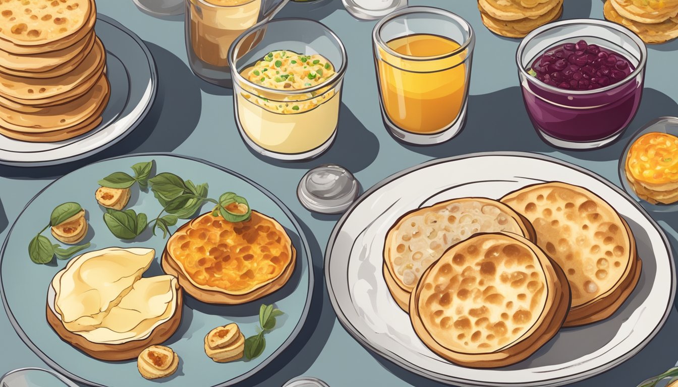 A table set with various toppings and spreads next to a plate of freshly toasted crumpets