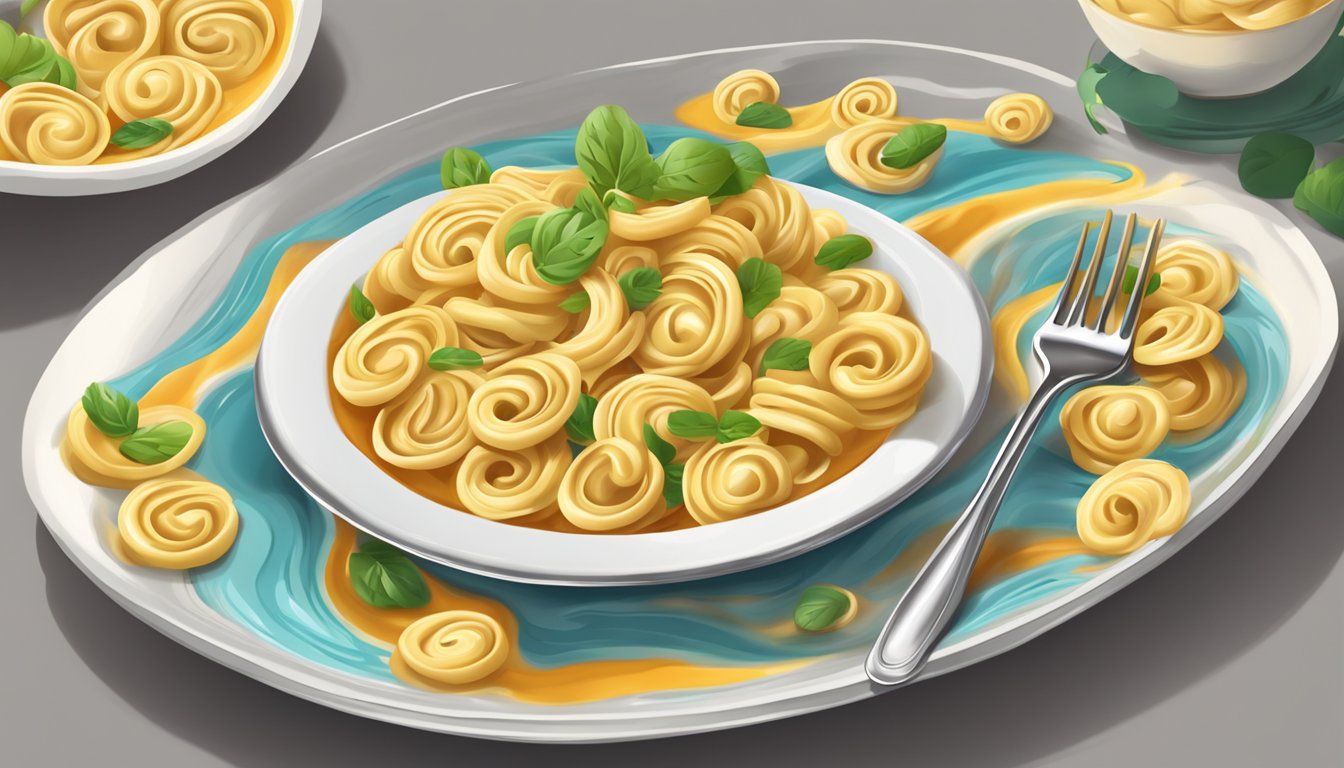 A fork twirls orecchiette in a pool of sauce