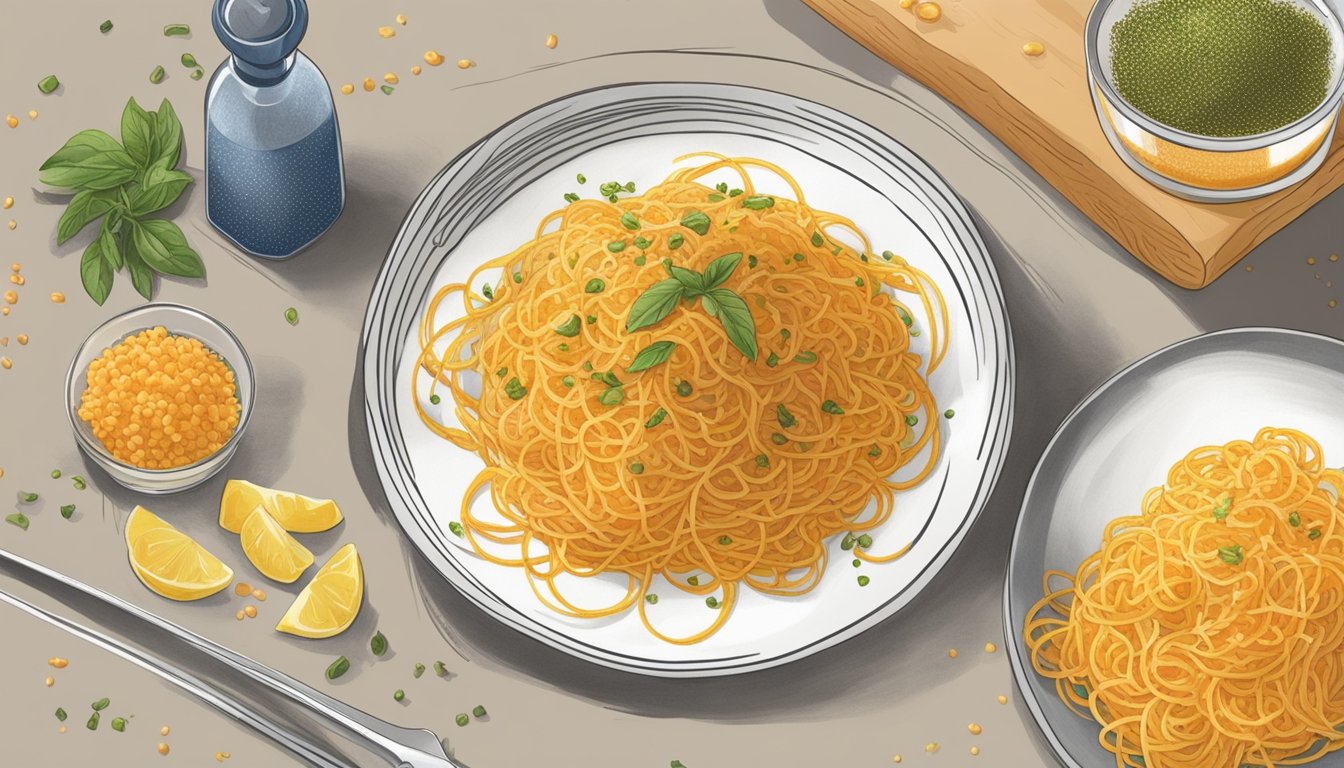 A person grating bottarga over a plate of pasta