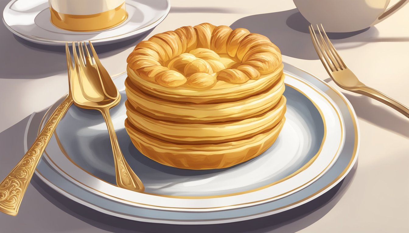 A pasticciotti sits on a plate, its golden crust cradling a creamy filling. A fork hovers nearby, ready to cut into the delicious pastry