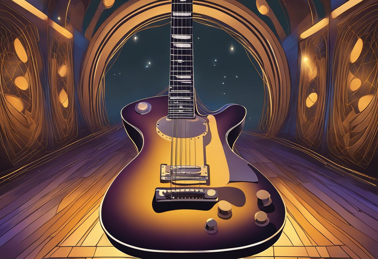 A guitar surrounded by glowing light, casting a warm and comforting aura