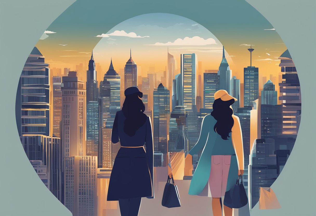 A group of three women from 702 rise above a city skyline, their silhouettes strong and empowered