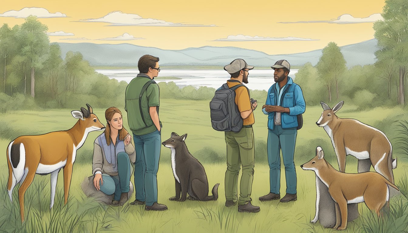 A group of wildlife biologists discussing the ethical implications of using contraception as a management tool for controlling wildlife populations