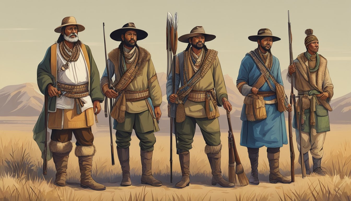 A group of hunters from different cultures exchange traditional hunting attire, showcasing the global influence and cultural significance of their clothing