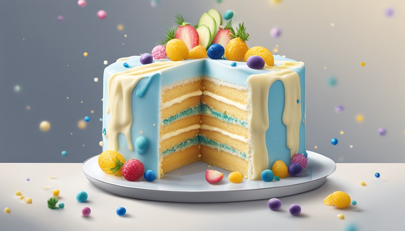 A cake being frosted with Hellmann's mayonnaise, with colorful decorations and a moist texture