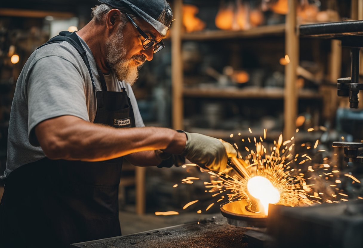 A glassblower shaping vibrant, molten glass into intricate souvenirs at Rotorua Lava Glass Art studio