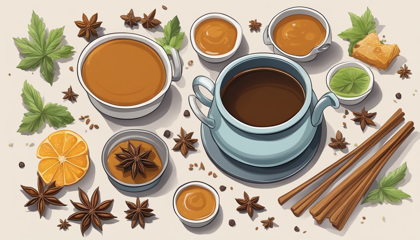 A pot simmering with star anise-infused caramel sauce, surrounded by ingredients for 8 unusual recipes