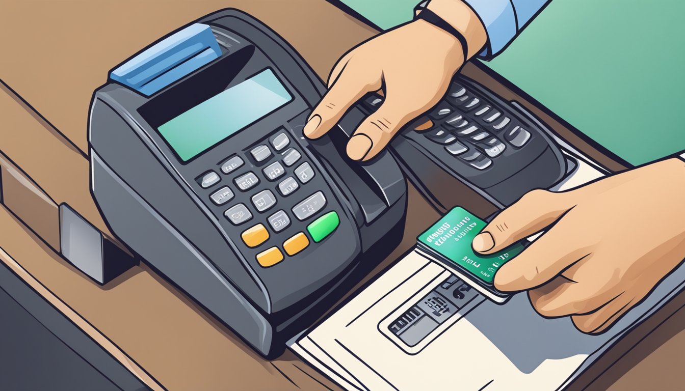 En kunde som sveiper et kredittkort ved en betalingsterminal