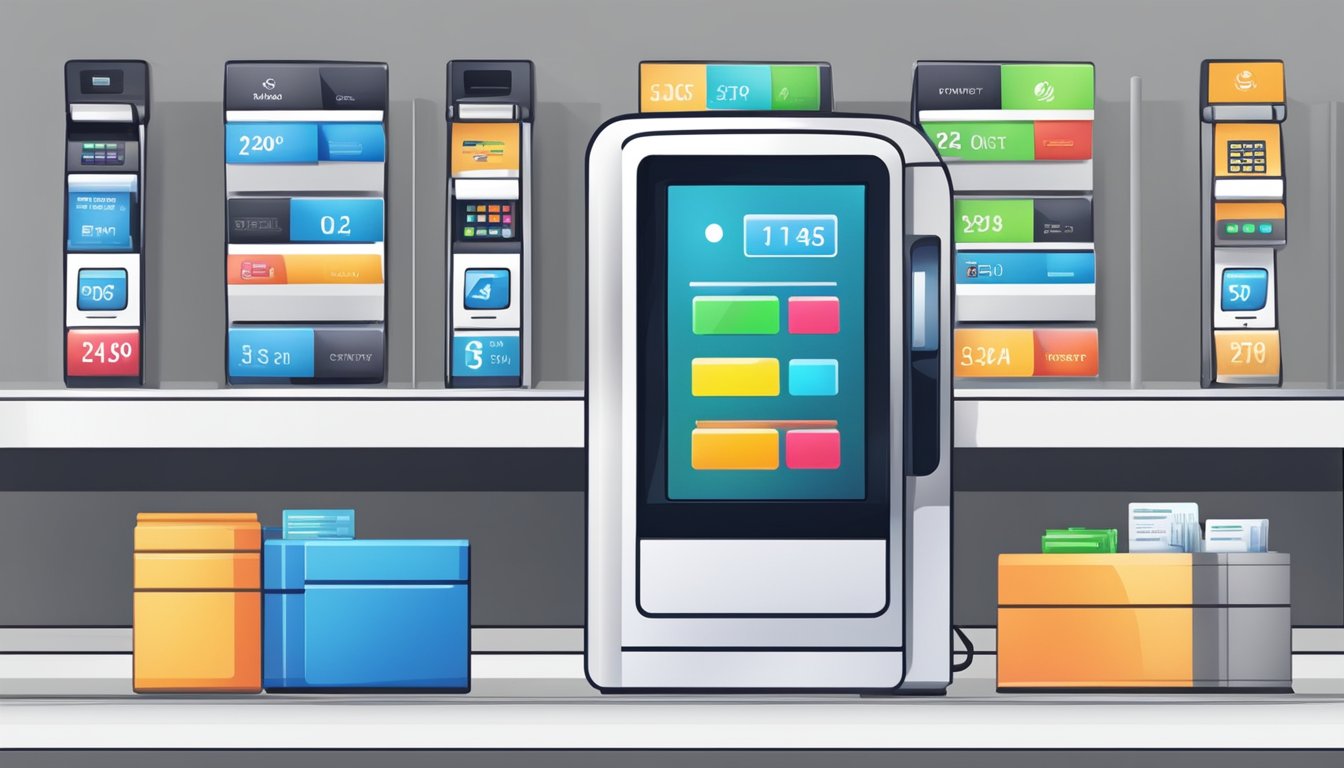 Et moderne betalingsterminal og digitalt salgssystem i bruk i en butikk