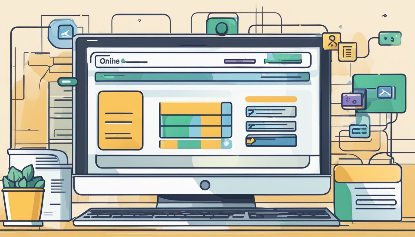 En dataskjerm som viser en sikker online betalingsprosess for en digital butikk. Ulike betalingsalternativer og en bekreftelsesmelding er synlige.