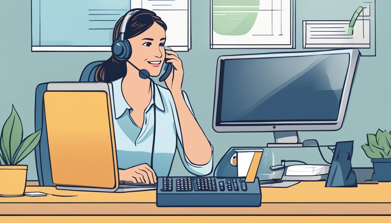 En kundeservicerepresentant som hjelper en kunde med en betalingsløsning over telefon.